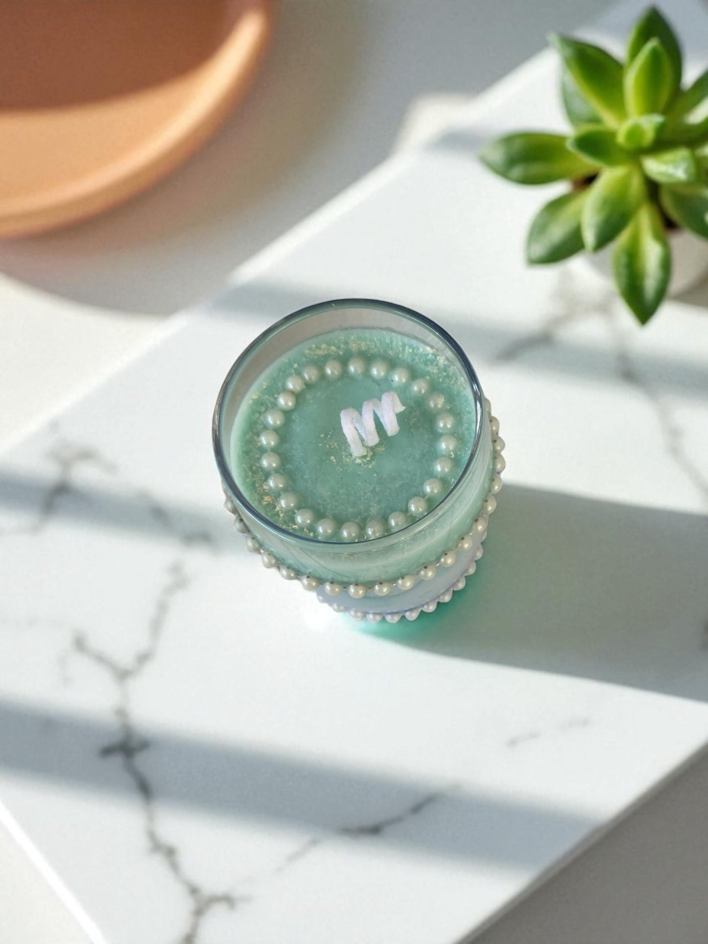 Vela turquesa perlada